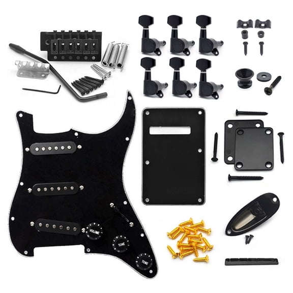 Electric Guitar Loaded Pickguard Set with Tuners, Bridge & Full Hardware Kit for Strat Style
