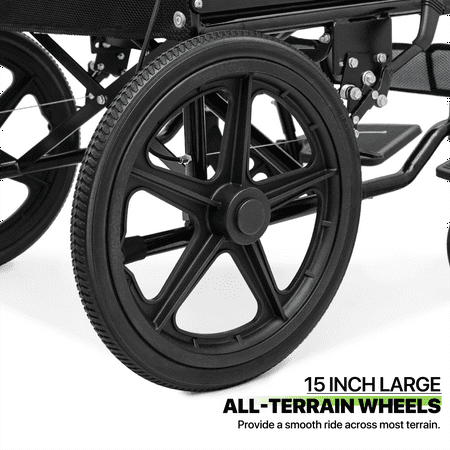 Magshion *FDA APPROVED* Transport Wheelchair With Flip Back Footrests, Folding Transport Chair with Seat Belt, Folding Wheelchair for Storage and Travel, 250lbs Weight Capacity, Black