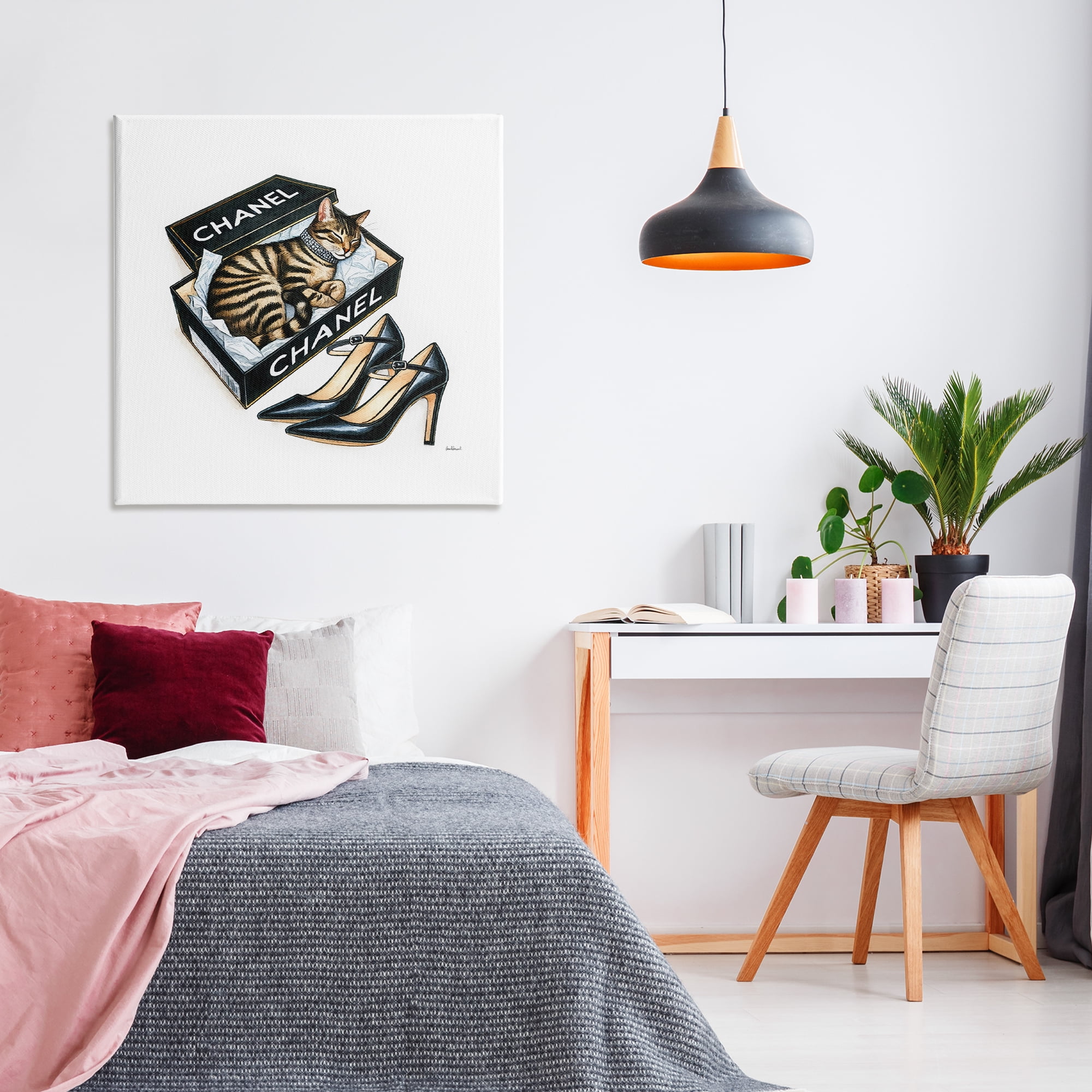 Stupell Industries Sleeping Cat in Shoe Box Animals Painting Wrapped Canvas Art Print Wall Art, 36 x 36