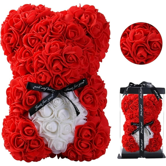 MixMart Rose Bear Forever Artificial Flowers Foam 25cm 10 inches The Best Gifts for Valentine's Day, Anniversaries, Birthdays, Weddings and Mom
