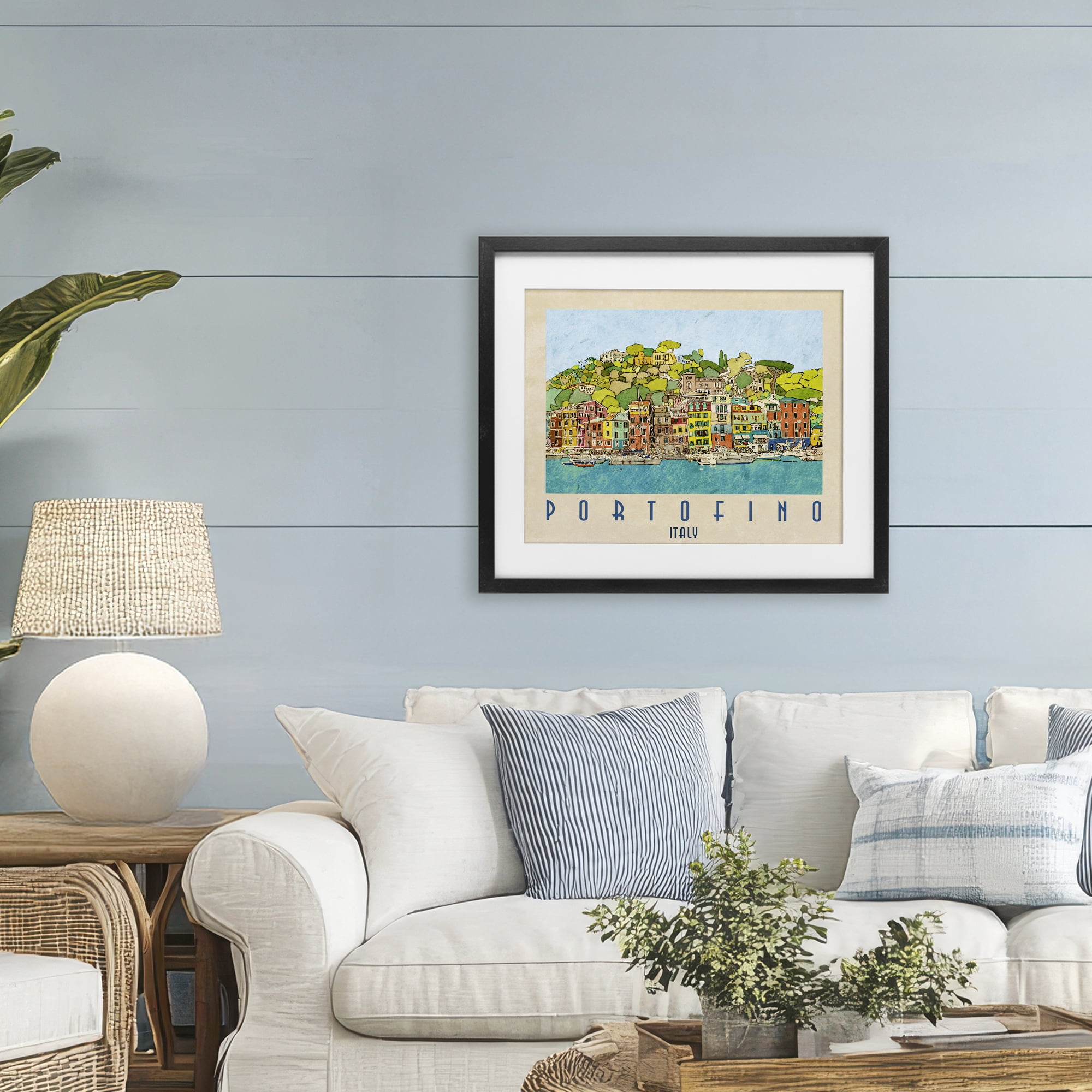 Stupell Industries Portofino Architecture Poster Black Framed Print Under Glass, design by Ynon Mabat