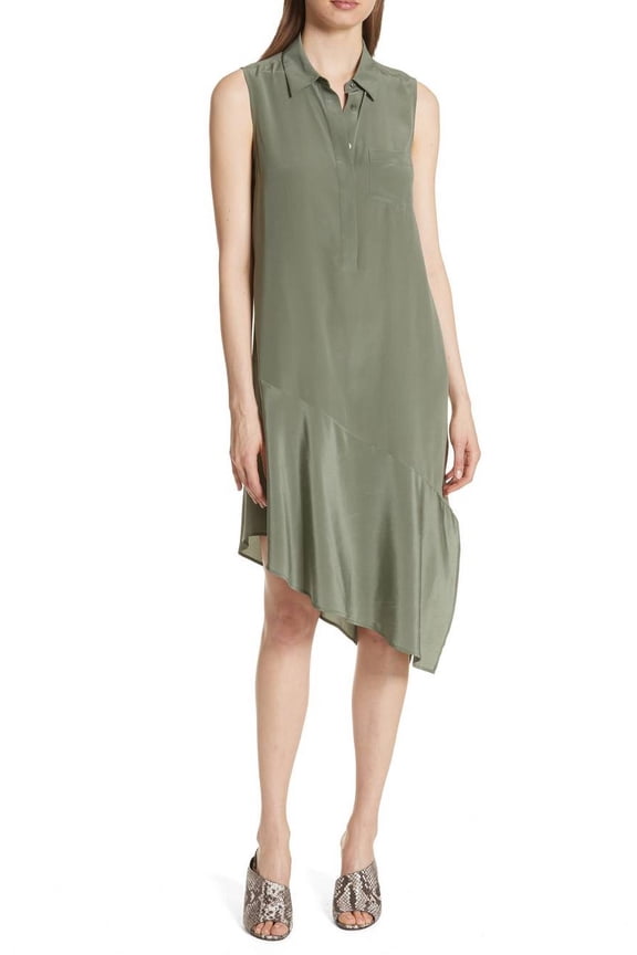 Eqiupment Camouflage Tira Silk Asymmetrical Dress,M