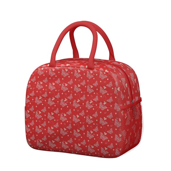 Sac à Lunch Thermique Papillon et Fleurs, Sac Isotherme Esthétique Mignon pour Aventures en École Ou en Plein Air pour Femmes