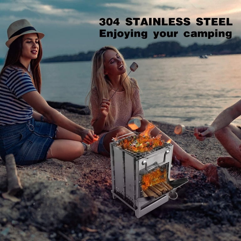 Folding Wood Burning Stove, Portable Mini Camp Stove with Storage Bag, for  Outdoor Cooking Picnic BBQ - Walmart.com