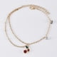 thumbnail image 2 of 1 hermosa pulsera con forma de cereza y colgante creativo en forma de pie, joyería de moda, delicada cadena de muñeca para mujer (dorada), 2 of 7