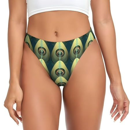 Sigee Peacock Gold Feather for Women s G-String Panty  Low Rise  Soft Lace Perfect for Everyday Wear or Special Occasions-4X-Large