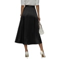 thumbnail image 3 of Women's Midi Skirts Silky Satin Flowy High Waist A Line Skirts Elegant Formal Work Business Flared Skirts, S, 3 of 4