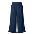 thumbnail image 6 of Hfnxid Wide Leg Pants for Women Ruffle Hem High Waisted Palazzo Pant Loose Fit Casual Trousers Flowy Vacation Trouser Navy S, 6 of 7
