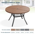 thumbnail image 6 of DIFY 40.6" Round Metal Patio Dining Table for 4, Outdoor Table with Umbrella Hole & Shelf, Walnut, 6 of 6