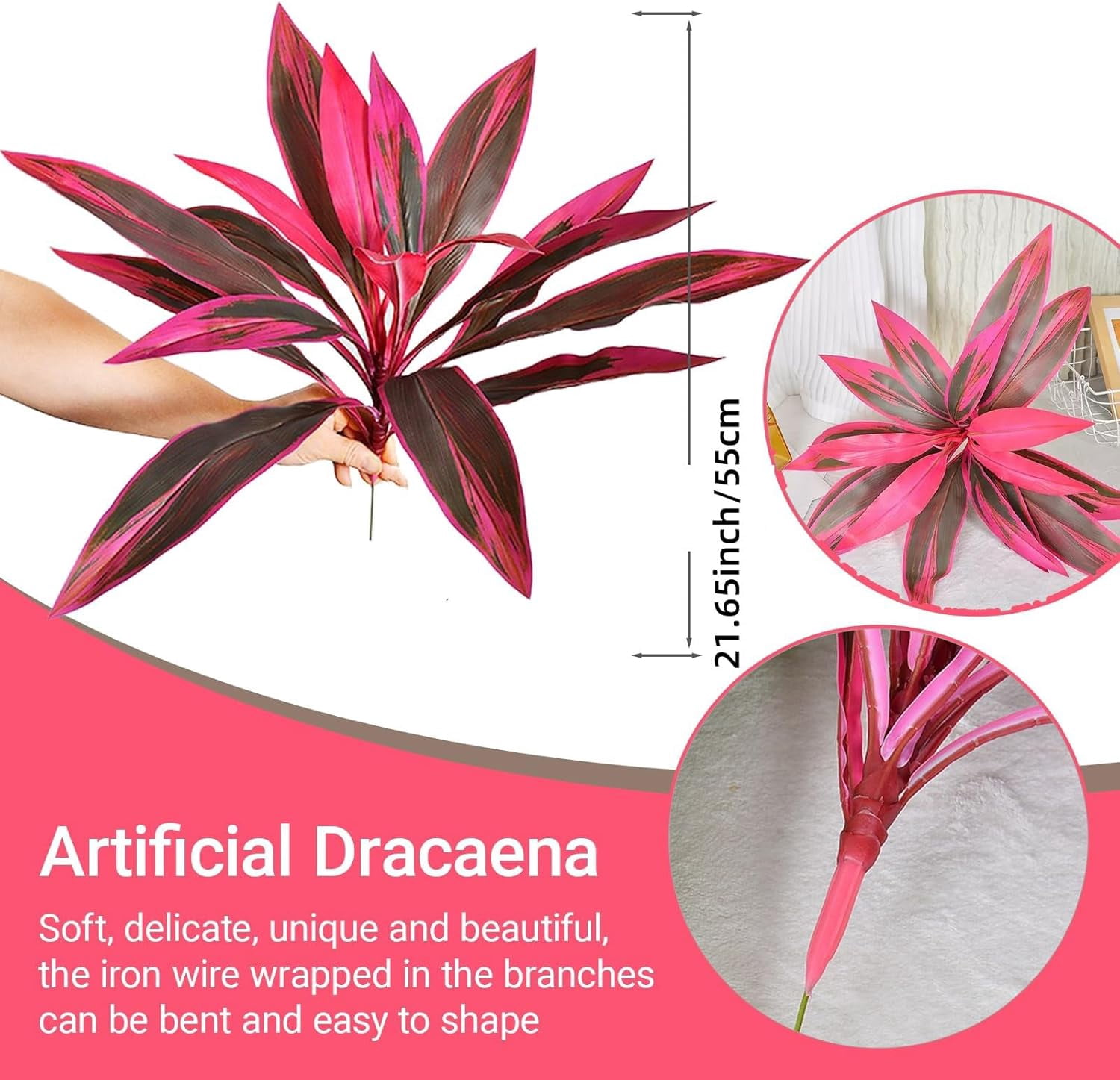 Large Realistic Artificial Boston Fern & Dragon's Blood Tree, Plants with Vibrant/Leaves, Outdoor Fake Plants for Garden, Patio, Wedding, Balcony