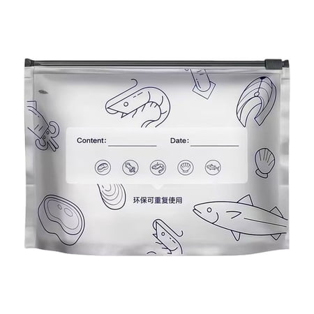 Reusable Aluminum Foil Sealable Storage Bags 11.41 x 10.42 Inch Self-Sealing Freezer Bags with Labels and Zippers for Meat Seafood Vegetable Kitchen Food Storage Kitchen Accessories