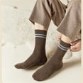 thumbnail image 2 of Sookeceks 6 Pairs Cotton Striped Crew Socks for Men, Casual Socks Plush Terry Soft Running Calf Socks Size 5-9, 2 of 7