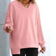 thumbnail image 2 of Mohiass Womens Oversized Sweatshirt V Neck Long Sleeve Tunic Lightweight Pullover 2025 Fashion Loose Cozy Tops Pink S, 2 of 4