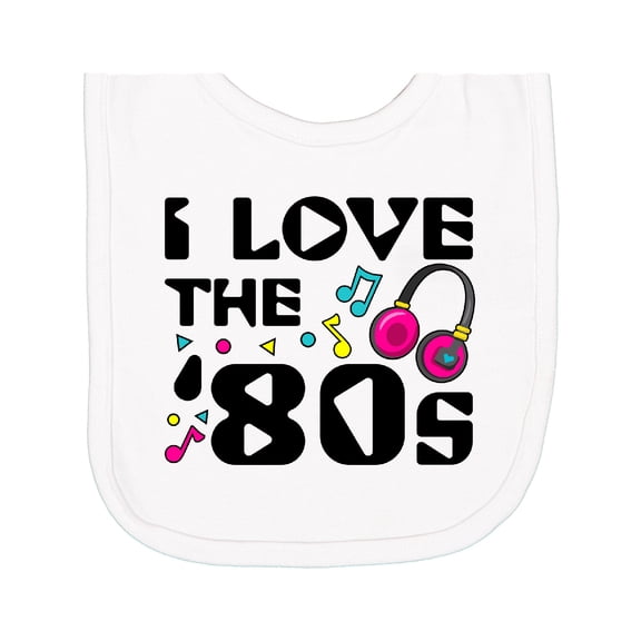 Inktastic I Love the '80s-musical Notes Newborn Bib