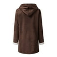 thumbnail image 6 of Dazajoo Sherpa Jacket Women Fleece Lined Hoodie Jacket Plus Size Winter Coats Horn Button Coat Warm Outwear with Pockets,Brown,L, 6 of 8