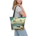 thumbnail image 2 of Uemuo Serene Coastal Blue Sky Print Tote Bags for Women,Large Capacity Corduroy Bag,Reusable Grocery Shoulder Bag,Beach Tote with Zipper Closure, Daily Essentials, 2 of 7