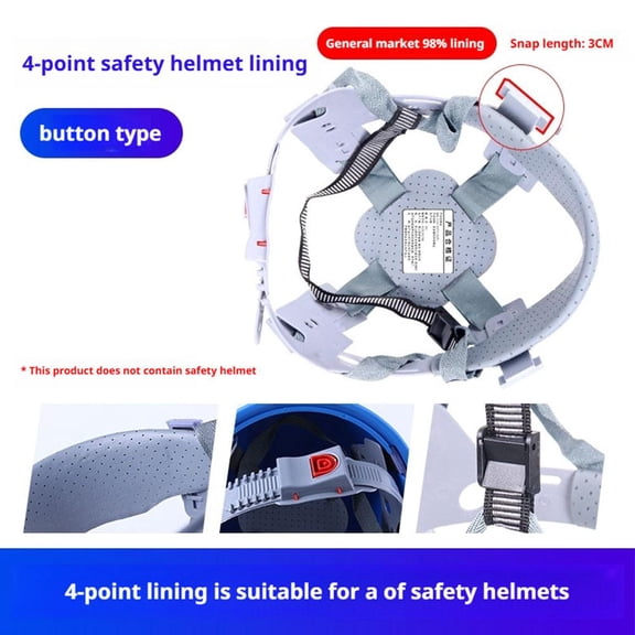 4-Point Safety Helmet Replacement Suspension - Adjustable Knob-Style Hard Hat Liner for Industrial & Construction Use (Without safety helmet,Button)