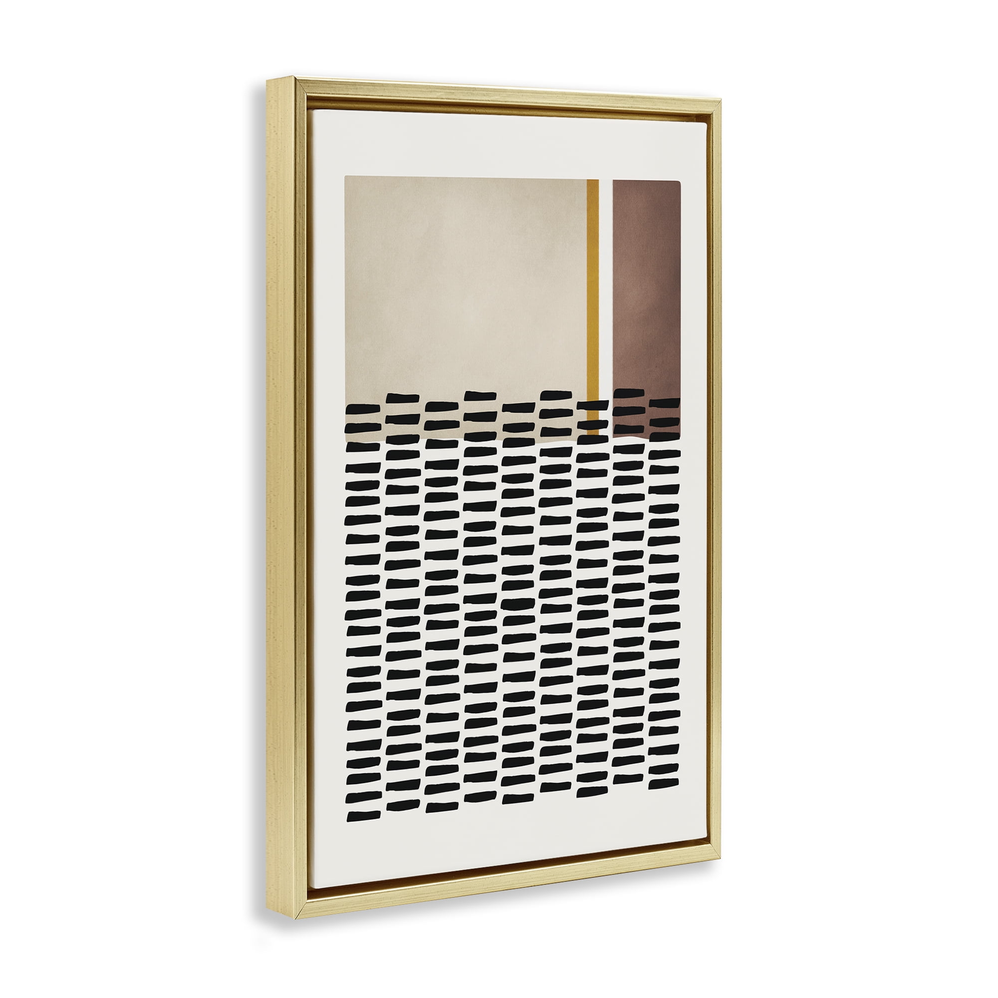 Stupell Industries Cosby Street Patterned Abstract Painting Gold Floater Framed Canvas Art Print Wall Art, 21 x 31
