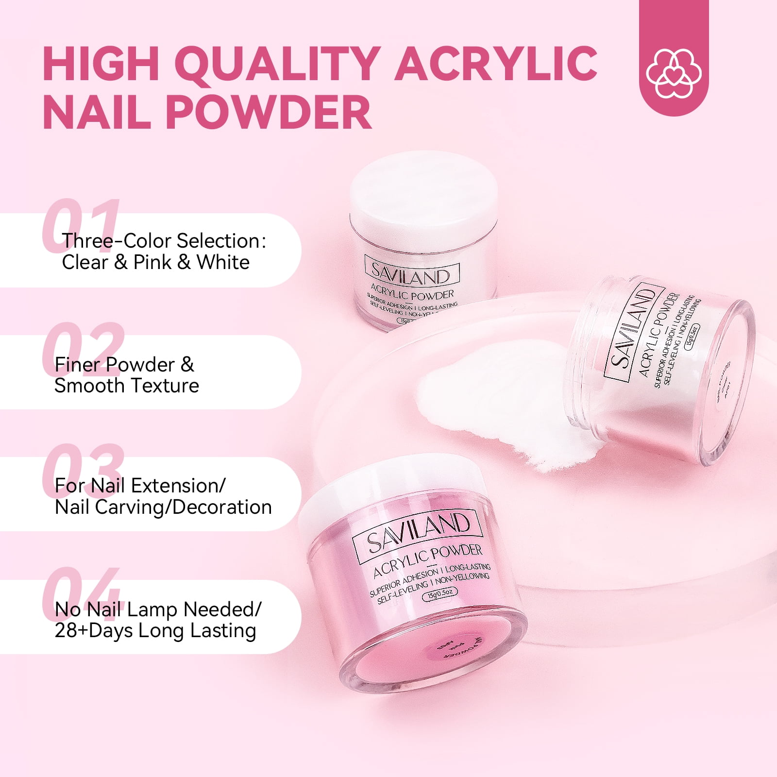 SAVILAND Acrylic Nail Kit with Everything : Acrylic Powder and Liquid Set with Gel Nail Polish Acrylic Nail Brushes Nail Decoration Nail Supplies for Beginners
