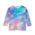 thumbnail image 5 of ZOYOEN Girls Tie Dye T Shirts- Crewneck 3/4 Sleeve Fashion Casual Kids Summer Tops Multicolor Size 3-4 Years, 5 of 5