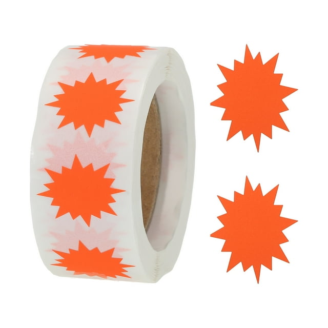 Unique Bargains 1 Roll Color Coding Burst Labels Fluorescent Rose Red 1 Inch Adhesive Dots Stickers DIY Craft, 500 Count/Roll