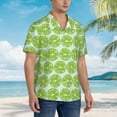 thumbnail image 3 of Rateoe Green Lemon Slices Pattern Men’s Hawaiian Shirt – Short Sleeve Button-Down Tropical Beach Shirt, Lightweight & Breathable Casual Aloha Shirt with Pocket,XX-Large, 3 of 7