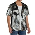 thumbnail image 2 of Naloa Elegant Swans Black Background Men's Loose Fit Cuban Collar Short-Sleeve Shirt, Hawaiian Shirts, Mens Shirts Casual for Everyday Wear Outings-XX-Large, 2 of 5