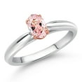 thumbnail image 2 of Gem Stone King 925 Sterling Silver and 10K Rose Gold Prongs Morganite Peach Zirconia Solitaire Engagement Ring for Women (0.43 Cttw, Oval 6X4MM, Gemstone Birthstone, Available in Size 5, 6, 7, 8, 9), 2 of 4