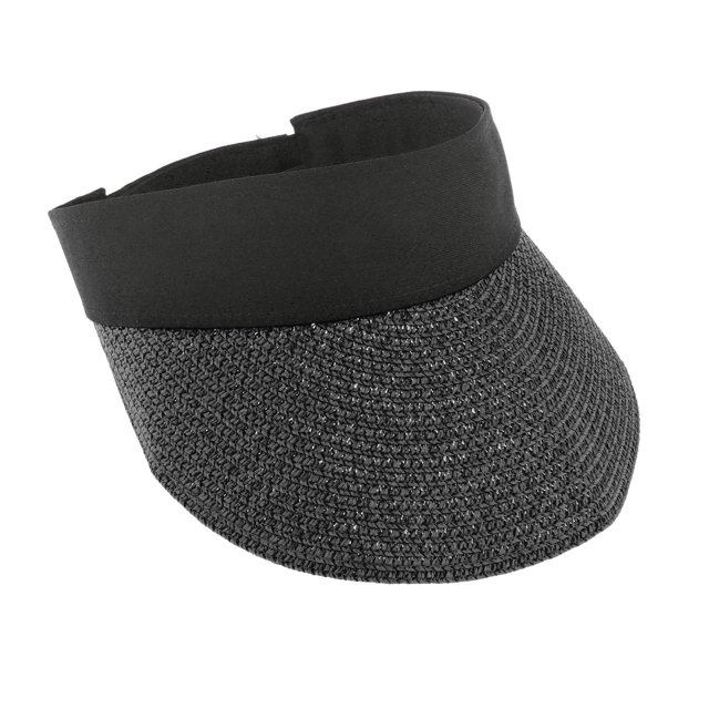 Sombrero de Paja de Verano para Mujer para Playa, Golf, Deporte, Ala Ancha, Sombreros para El Sol Ajustables para Viajes, Vacaciones - Negro Sunnimix Sombrero de paja de ala ancha