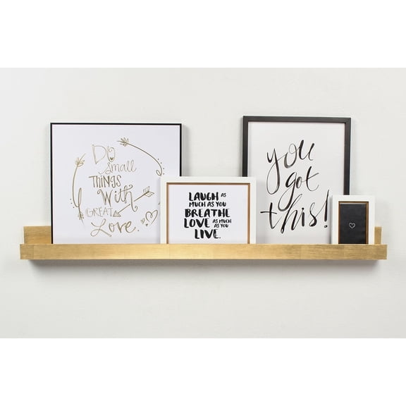 Modern Floating Wall Shelf Picture Frame Holder Ledge, Gold