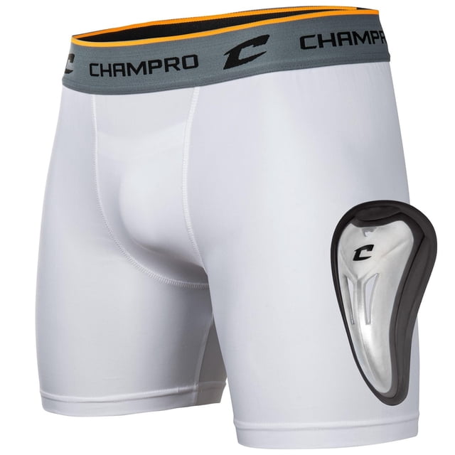 Short Compresivo CHAMPRO con Copa Integrada DRI-GEAR Elástico 4 Vías Adulto Blanco L