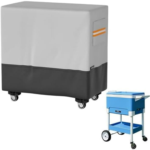 Cooler Cart Cover Waterproof and Dustproof Outdoor Dining Cart Cover Heavy Duty 420D Cover Compatible with Most 80 Quart Cooler Cart 34L×19W×31H in