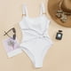 thumbnail image 4 of Gibobby Trajes de Baño Mujer Traje de baño de bikini de color sólido con tirantes sexy para mujer(Blanco,M), 4 of 5