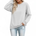 thumbnail image 7 of Women's Casual Crew Neck Sweatshirt Loose Soft Long Sleeve Pullover Tops Light Gray 2XL, 7 of 7