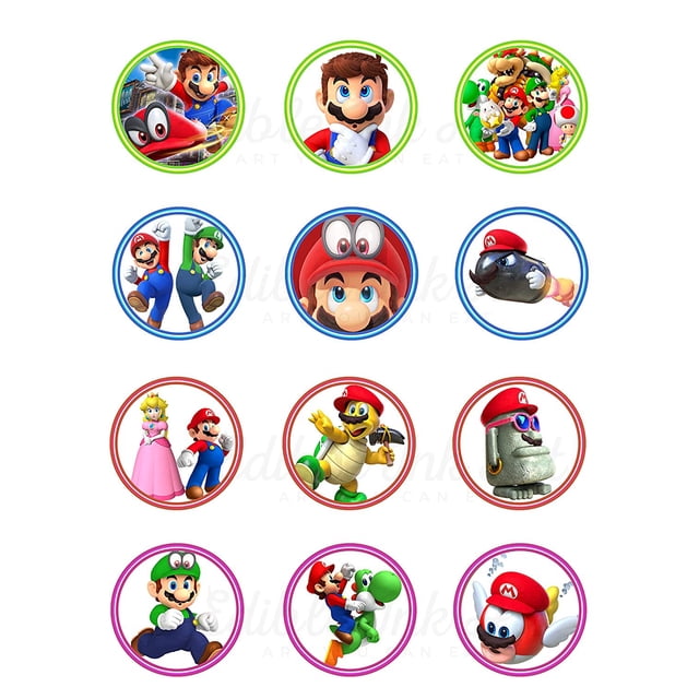 Super Mario Bros Odyssey Edible Cupcake Toppers (12 Images) - Walmart.com