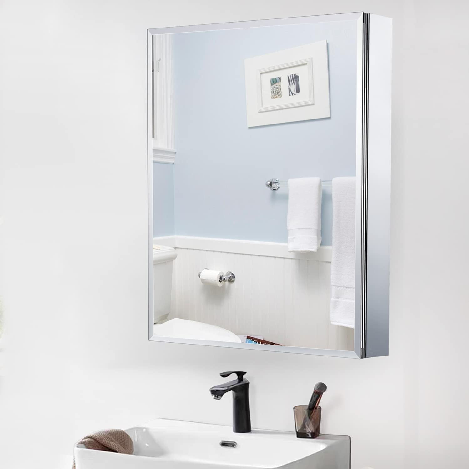 Private Jungle 30 Inch x 26 Inch Medicine Cabinet with Mirror, Aluminum Mirror Cabinet with Single Door, Bathroom Medicine Cabinet, Surface Mount or Recess Installation(Silver) Private Jungle 30 Inch x 26 Inch Medicine Cabinet with Mirror, Aluminum Mirror Cabinet with Single Door, Bathroom Medicine Cabinet, Surface Mount or Recess Installation(Silver)