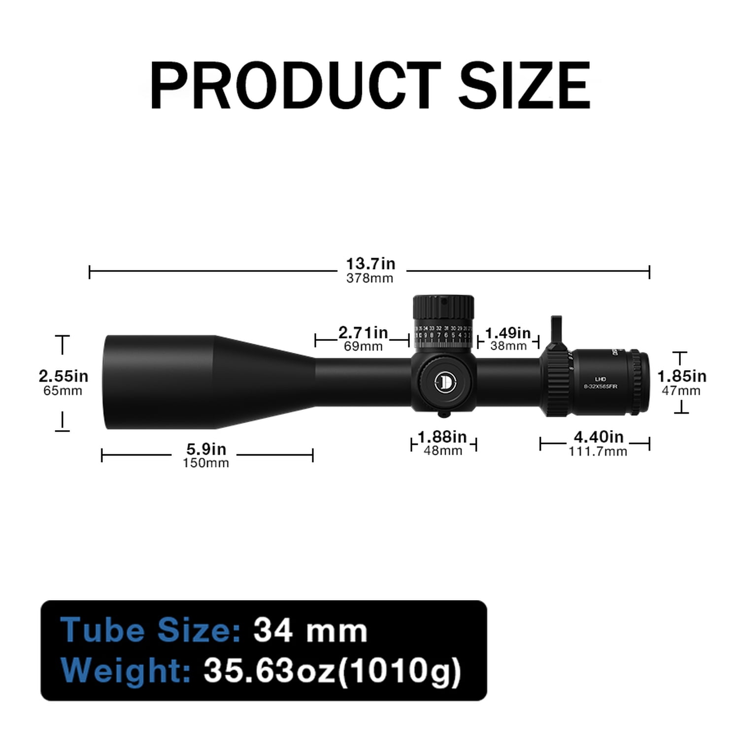 DISCOVERYOPT 8-32X56mm Riflescope 6-Levels Illuminated Reticle Zero Stop 34mm Hunting Optics Scopes