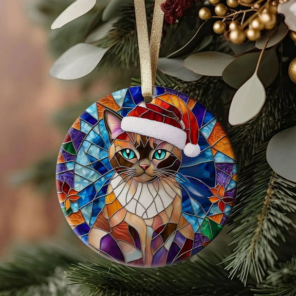 Burmese Cat Ornaments Ceramic For Christmas, Ornaments Ceramic Christmas 2025