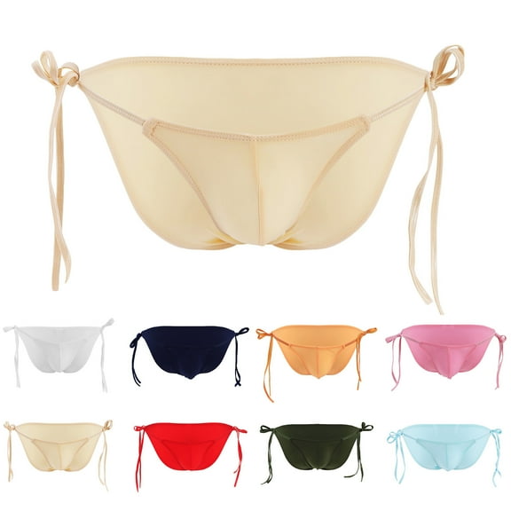 Pounoo New Underpants for Men Casual Fashion Solid Waist Underwear Breathable Briefs Soft Satiny Thong Underwear for Men New Arrivals Underpants Army Green