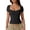 Black #1, variant on Womens Square Neck Shirts Double Lined Top Fitted T-Shirts Short Sleeve Basic Tee 2024 Summer Outfits Going Out Tops Light Brown M