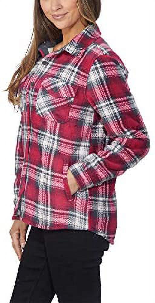 Women's Plaid Fleece Jackets Super Plush Sherpa Lined Jacket Shirt - image 2 of 7