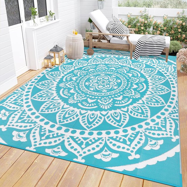 Outdoor Rug ;x; Reversible Boho Plastic Straw Patio Deck Camping Rugs Indoor Outdoor Portable RV Mat Carpet for Outside Porch Balcony Backyard Beach Pool
