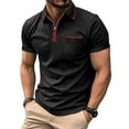 thumbnail image 2 of Bixock Tops for Men,Shirts for Men,Men's Casual Shirts Short Sleeve Lapel Color Zipper Pullover Solid Color Daily Wear Comfy Tops Shirts, 2 of 5