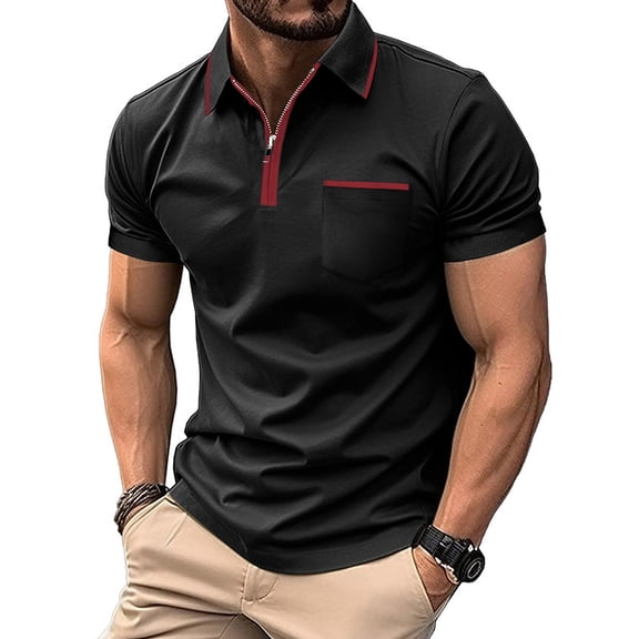 Zylanna Men's Polo Shirts, Quick-Dry Short Sleeve Casual Moisture Wicking Performance Tops for Golf Black