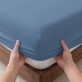 thumbnail image 3 of Cal.King Size Fitted Sheet Set - Pure Slate Blue 3 Piece Bedding Sets 16" Deep Pocket Fitted Sheet with 2 Pillowcases, Modern Solid Color Minimalist Art Brushed Microfiber Hotel Luxury Bed Sheets, 3 of 9