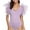 Purple, variant on Lilgiuy Women Trendy Charming Casual Solid Color Ruffle Short Sleeve V-Neck Backless Slimming Bodysuit for Daily Life