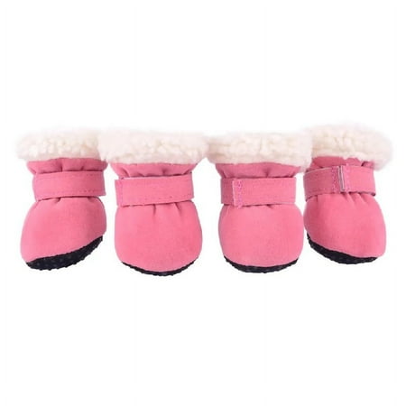 ZGAD 4pcs Cozy Fleece-Lined Winter Dog Boots - Non-Slip  Windproof Pet Snow Shoes for Small Breeds like Yorkies & Chihuahuas - Easy Hook-and-loop Fastener Strap  Machine Washable