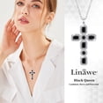 thumbnail image 3 of Linawe Black Cross Charm Necklace for Women, Silver Jewelry Choker Pendant Chain Necklace, Crystal Imitation Diamond Birthstone Cubic Zirconia Necklace, Birthday Catholic Gifts, 3 of 7