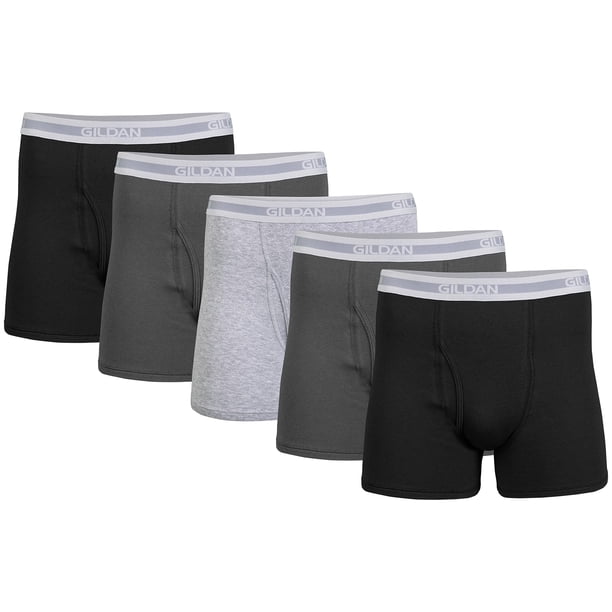 Calzoncillos tipo bóxer Gildan para hombre, color negro/carbón/gris, paquete de 5