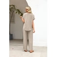 thumbnail image 6 of WIHOLL Two Piece Sets for Women Vacation Spring Outfits Summer Casual Trendy Cozy Rolled Short Sleeve Wide Leg Pants Sweatsuit, 6 of 10